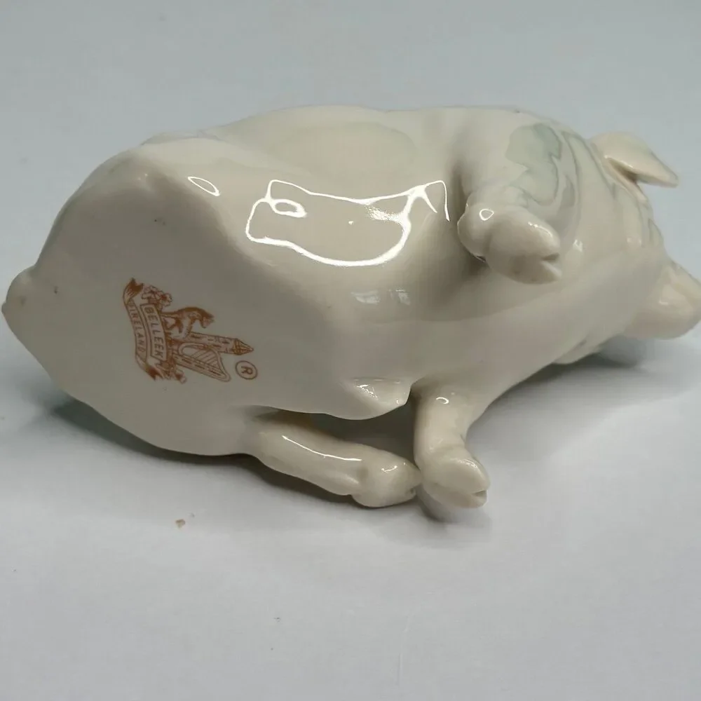Vintage Belleek Pottery Porcelain Pig Figurine: 2